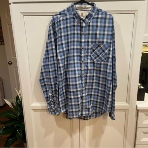 Timberland XL cotton woven button down blue check shirt